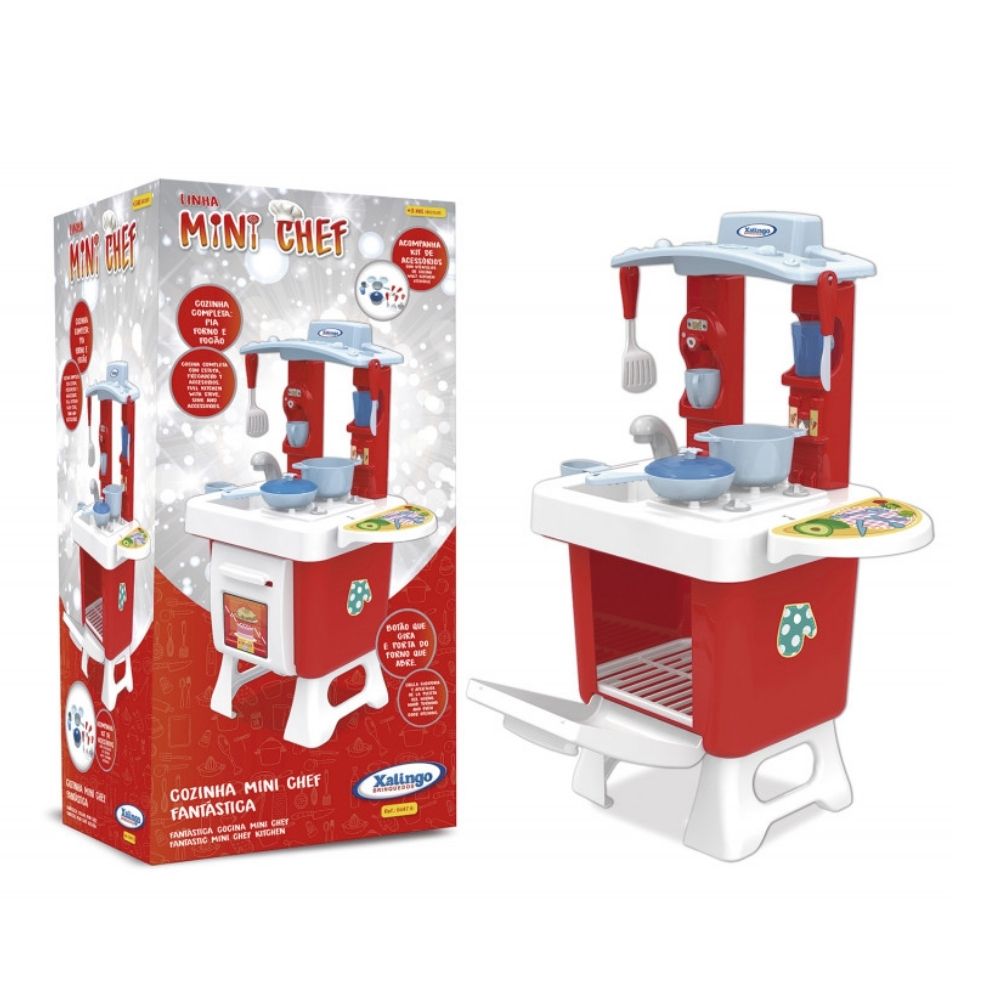 Brinquedo Cozinha Infantil Mini Chef Fantástica Com Acessórios Vermelho Xalingo - 0447.6