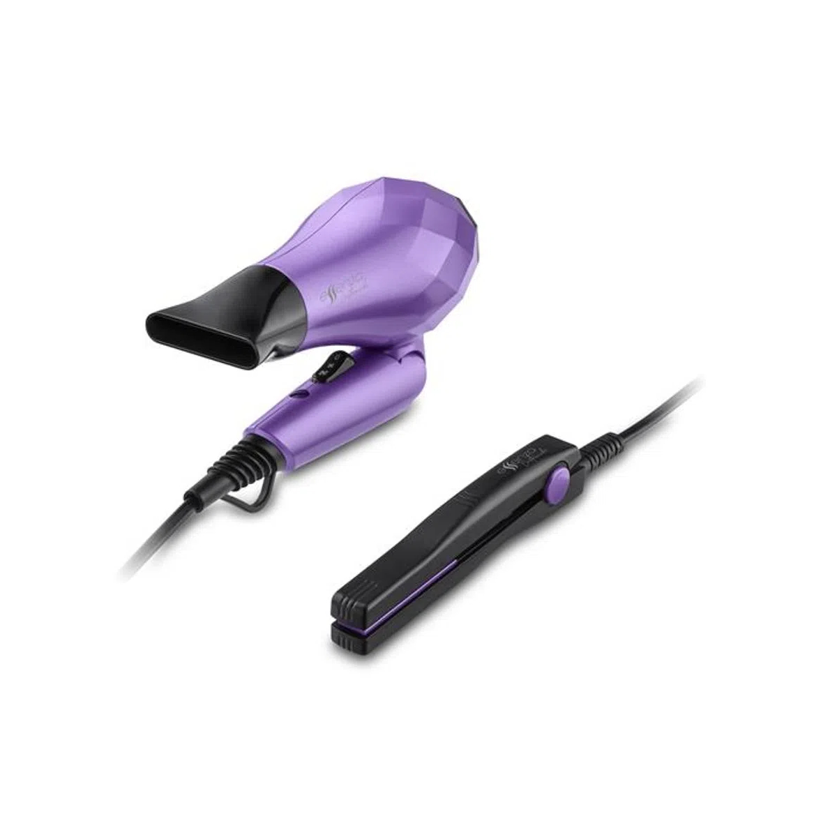 Kit Viagem Essenza Mini Secador Bivolt 1000W Dobrável Mini Prancha Viagem 20W Espelho Bolsa-EB052