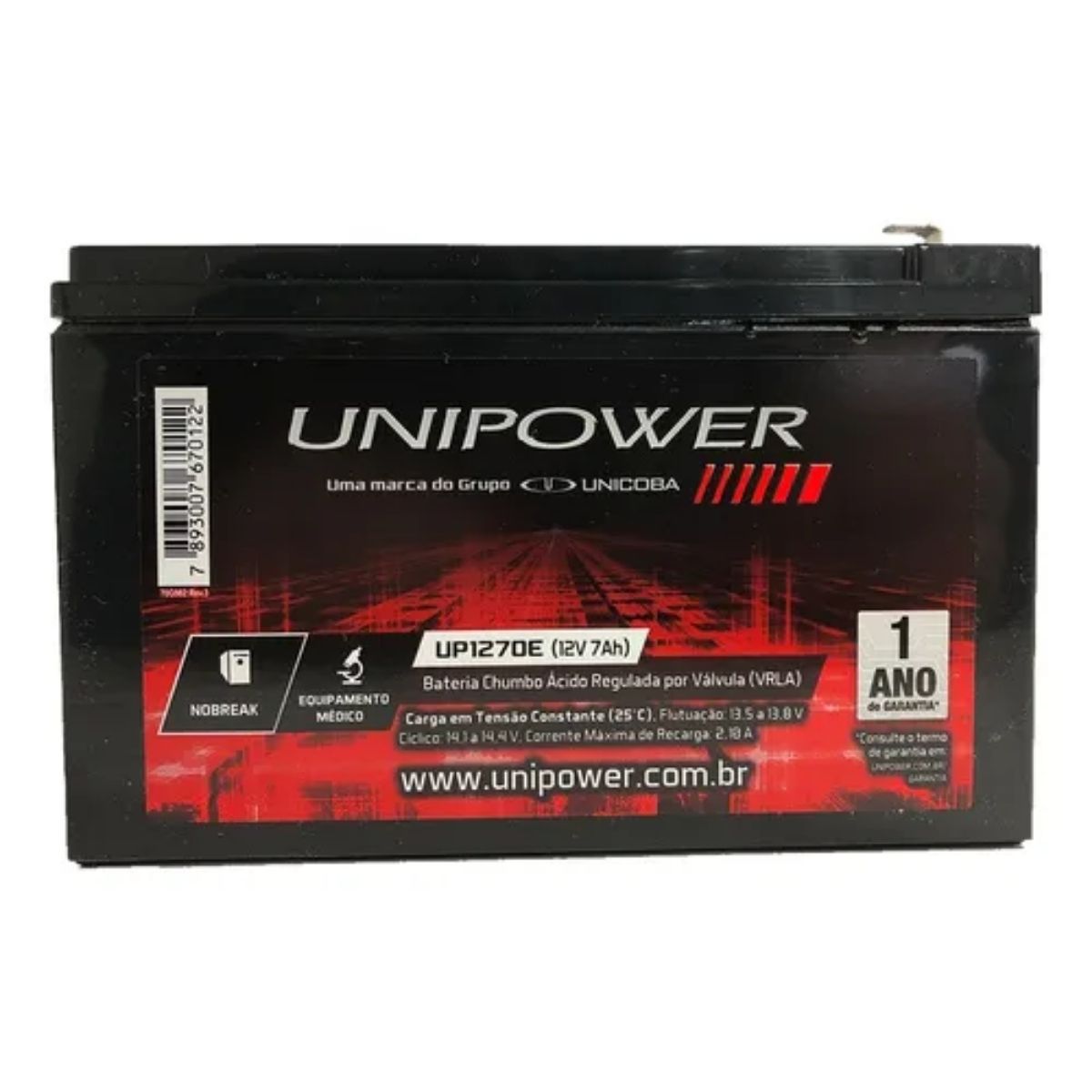 Bateria Selada para Nobreak 12V 7,0AH Unipower - Up1270E
