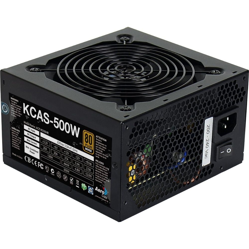 Fonte ATX Aerocool KCAS 80 PLUS Bronze 500W 100V/240V Preto Sem Cabo - 00059765
