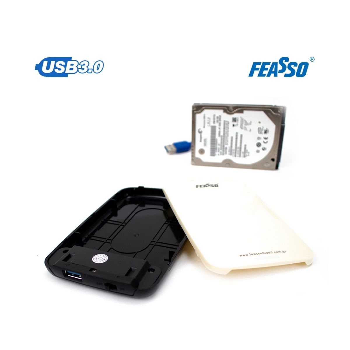 Case para HD Externo 2.5 polegadas Sata USB 3.0 FAHD-11 Branco - Feasso