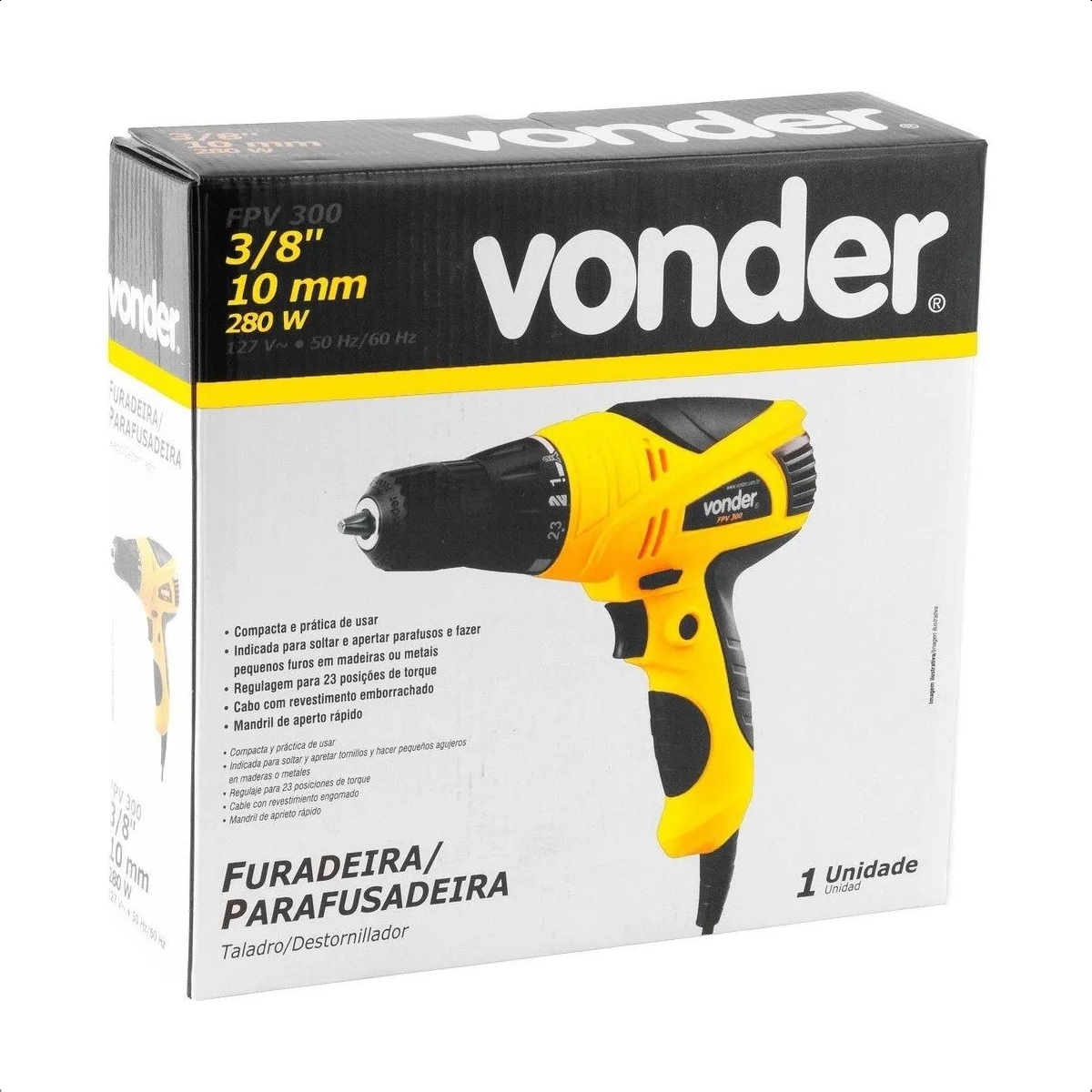 Furadeira / Parafusadeira 3/8" 127v FPV300 Torque em 23 Posições Vonder -  6001300010