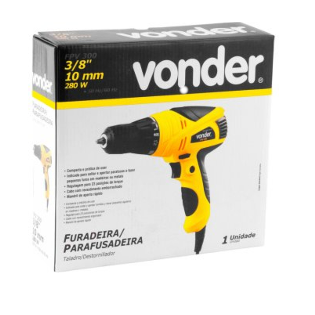 Furadeira e Parafusadeira 3/8" FPV300 220v Torque em 23 Posições Vonder -  6001300020