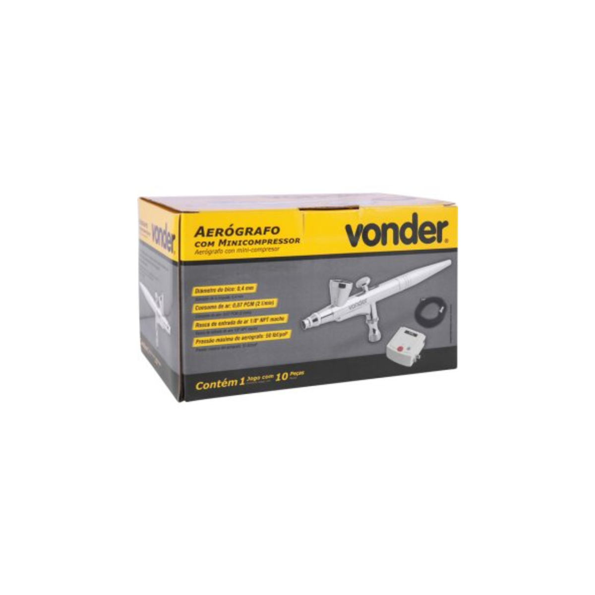 Aerógrafo com Minicompressor Bivolt Automático Com Acessórios Vonder - 62.20.010.000