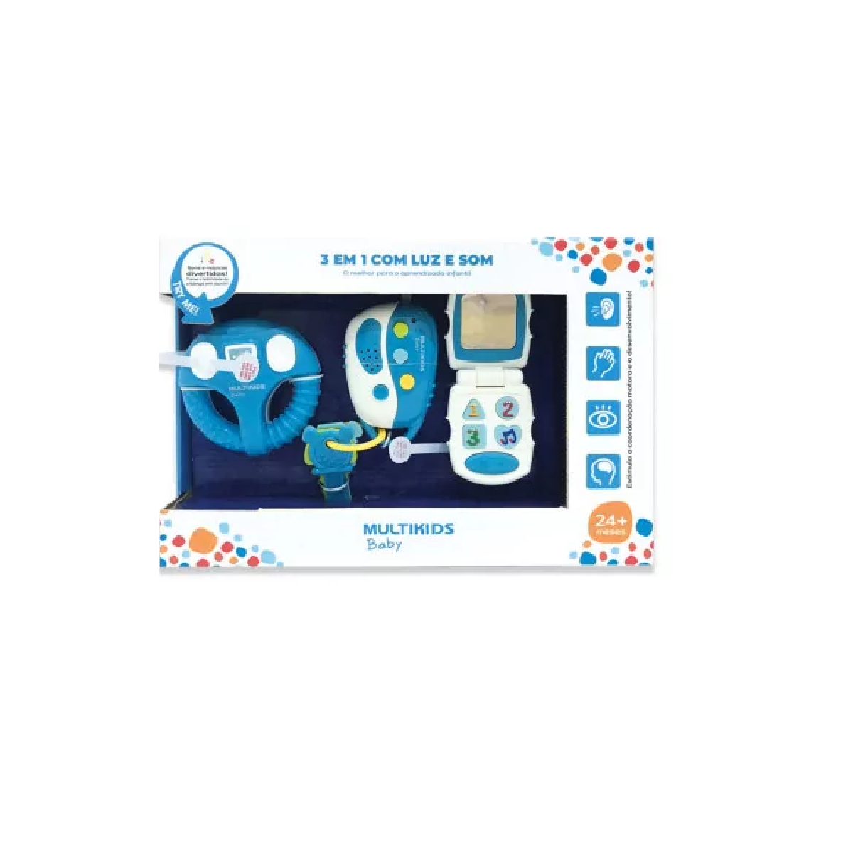 Brinquedo Baby 3 em 1 a com Luz e Som Azul e Rosa Sortido Multikids Baby - BR1245
