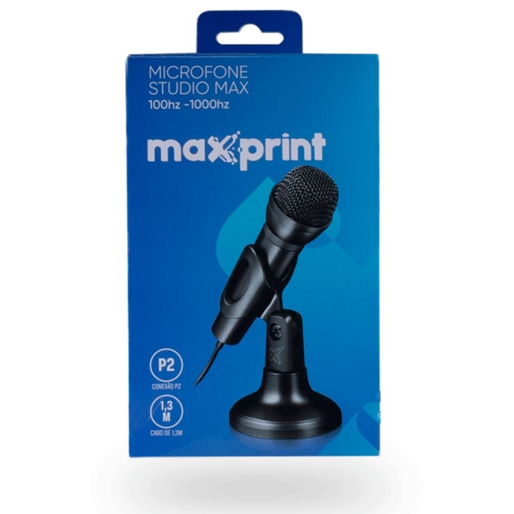 Microfone Studio Max para Mesa Preto P2 3,5mm Maxprint