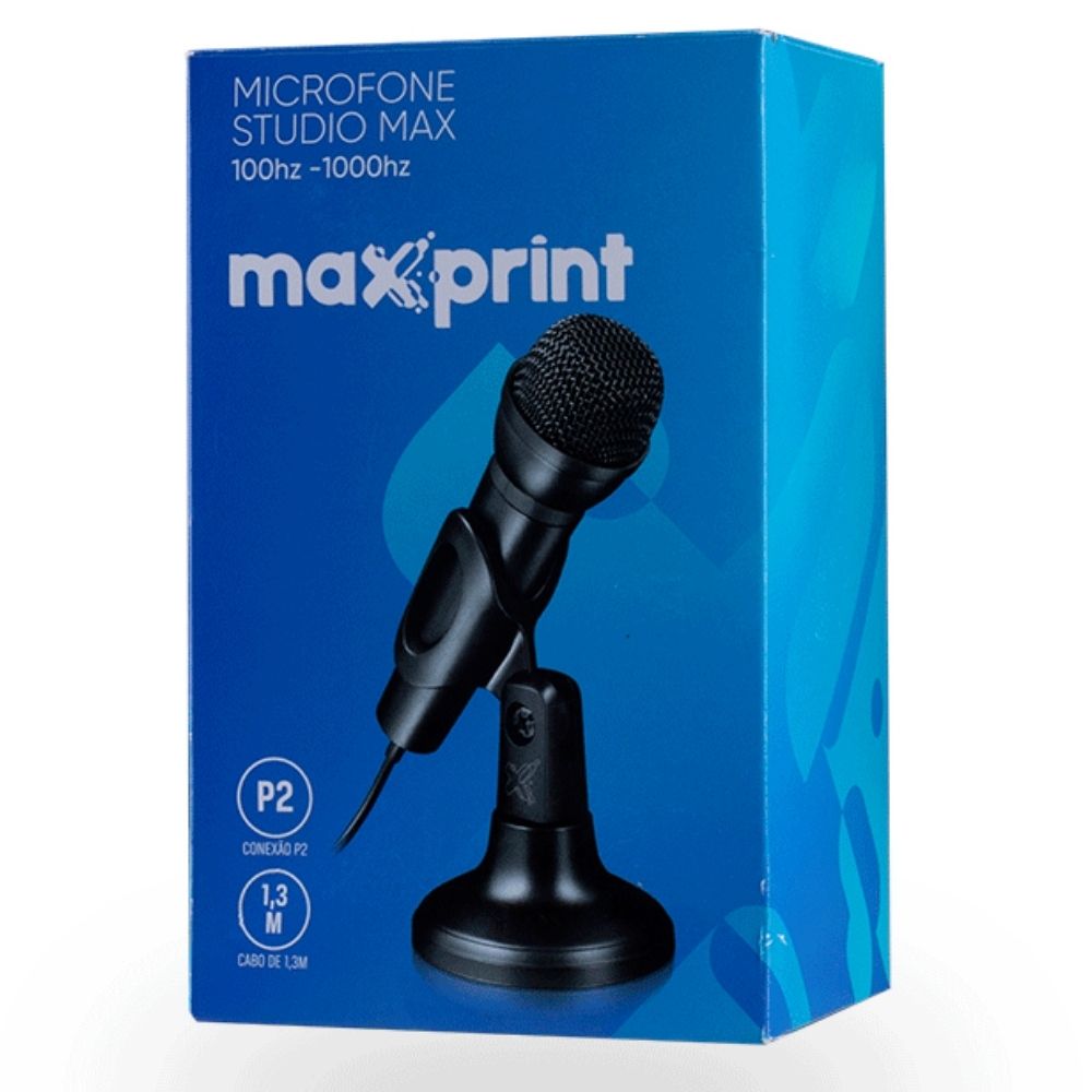 Microfone Studio Max para Mesa Preto P2 3,5mm Maxprint