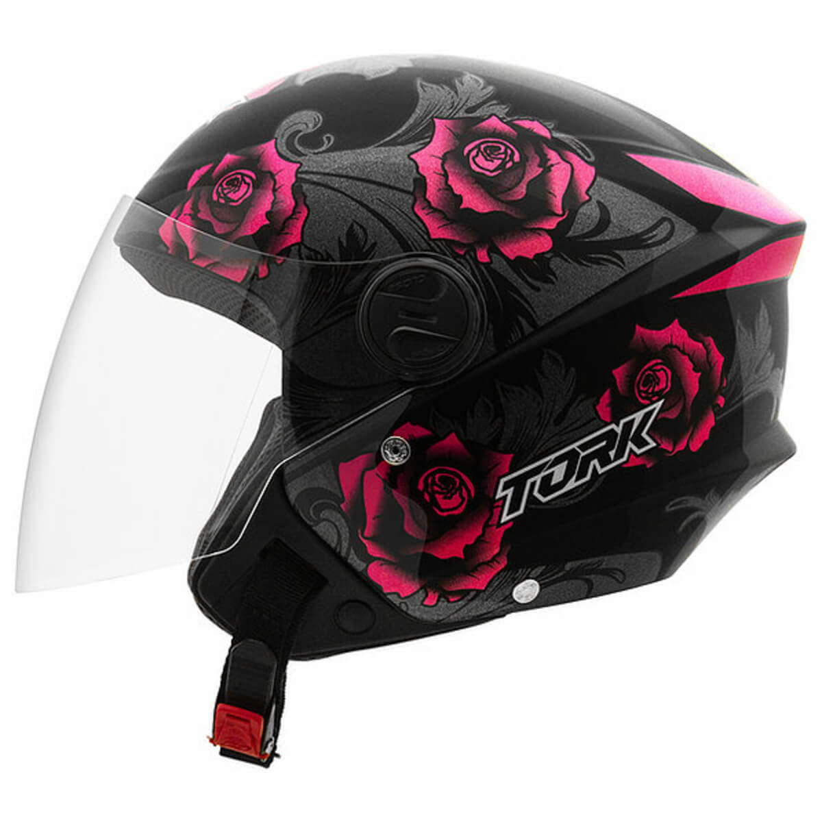 Capacete de Moto Aberto New Liberty 3 Flowers Tamanho 60 ABS Viseira Cristal ProTork CAP-762PKPT