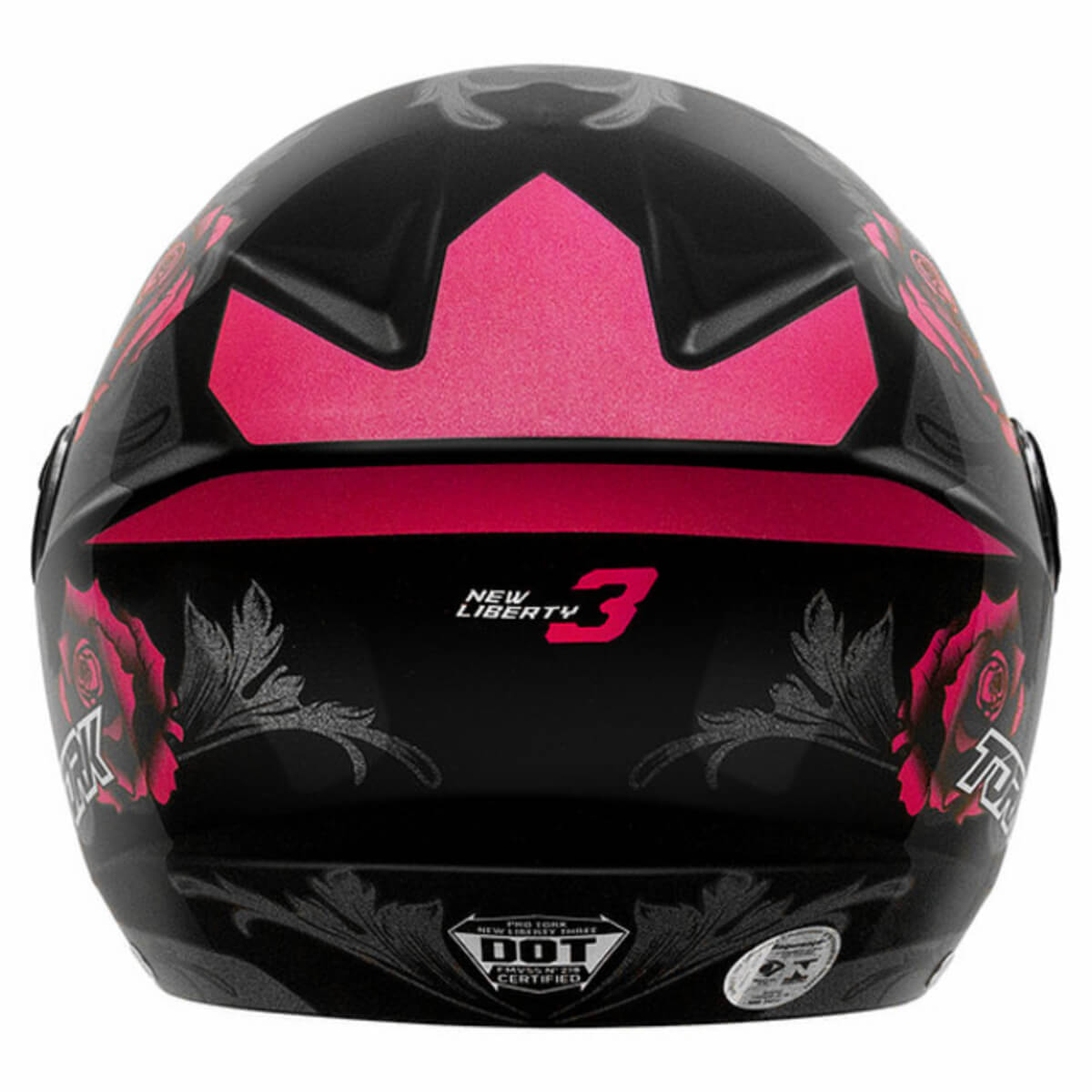 Capacete de Moto Aberto New Liberty 3 Flowers Tamanho 60 ABS Viseira Cristal ProTork CAP-762PKPT