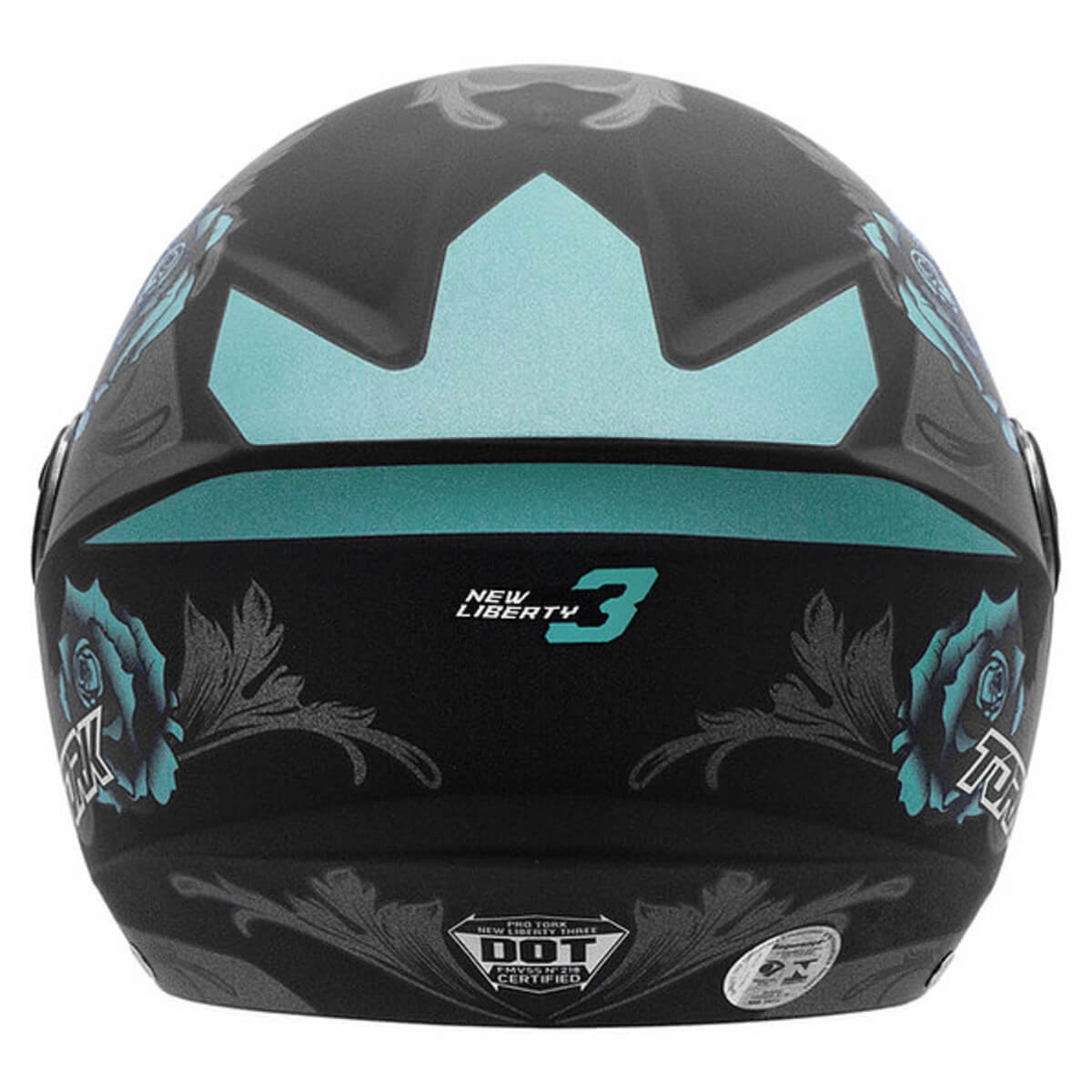 Capacete New Liberty 3 Flowers Azul e Preto Fosco Tamanho 58 Pro Tork - CAP-764AZPT