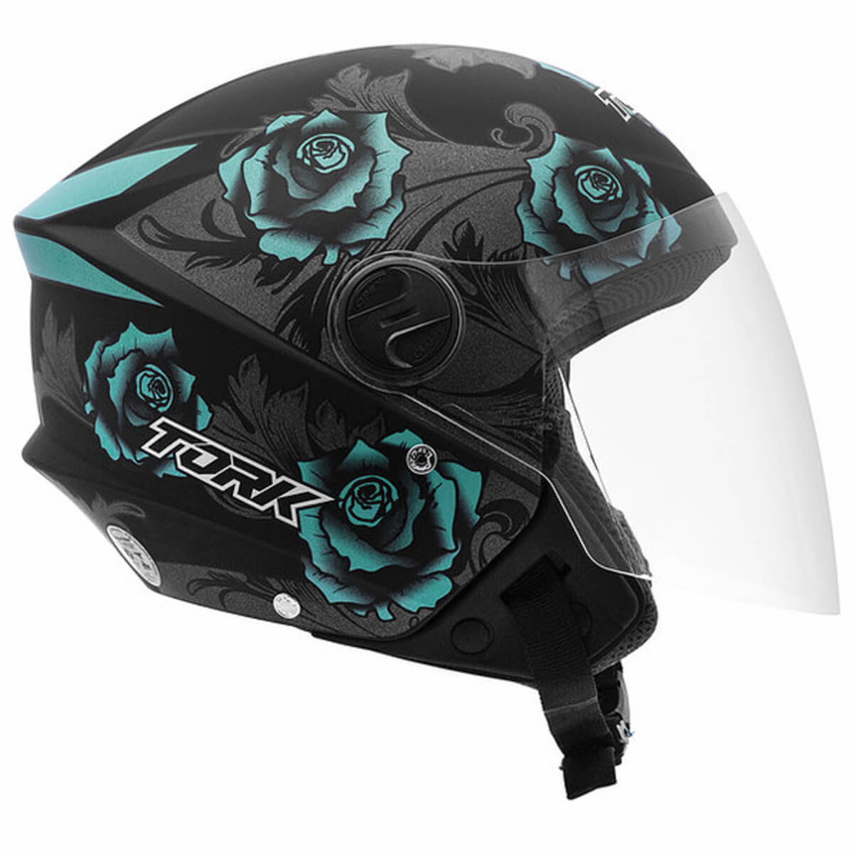 Capacete New Liberty 3 Flowers Azul e Preto Fosco Tamanho 60 Pro Tork - CAP-765AZPT