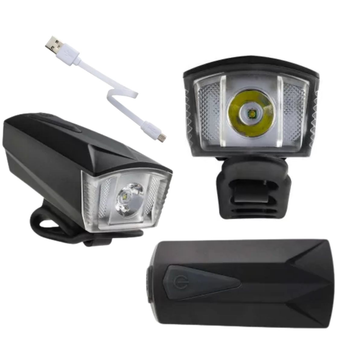 Farol Dianteiro 190L 1200mAh Recarregável Usb Bateria Até 12h Alcance 100m Preto Atrio - BI184