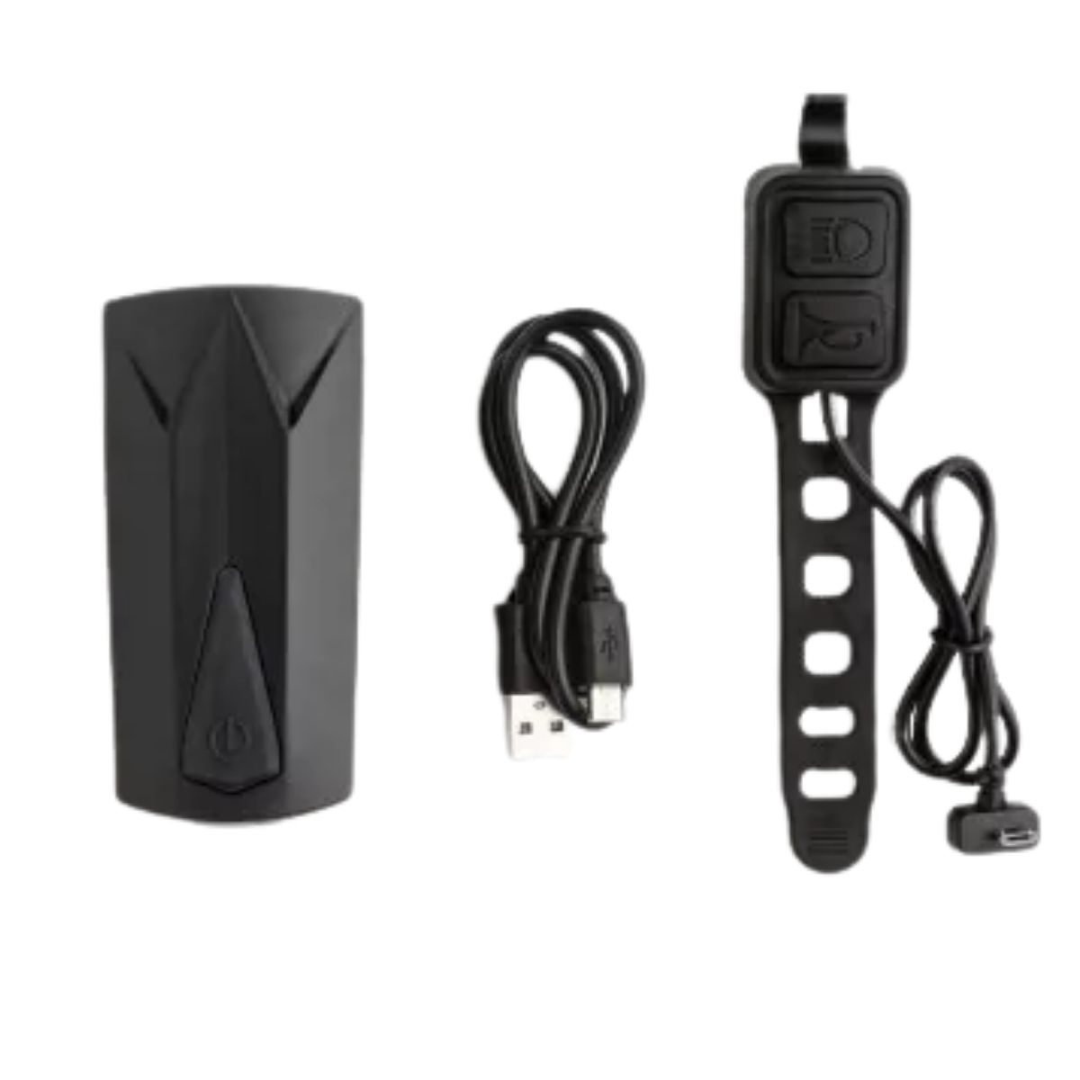 Farol Dianteiro 190L com Buzina e Controle 1200mAh Recarregável Usb Bateria Até 12h Alcance 100m Preto BI185 Atrio