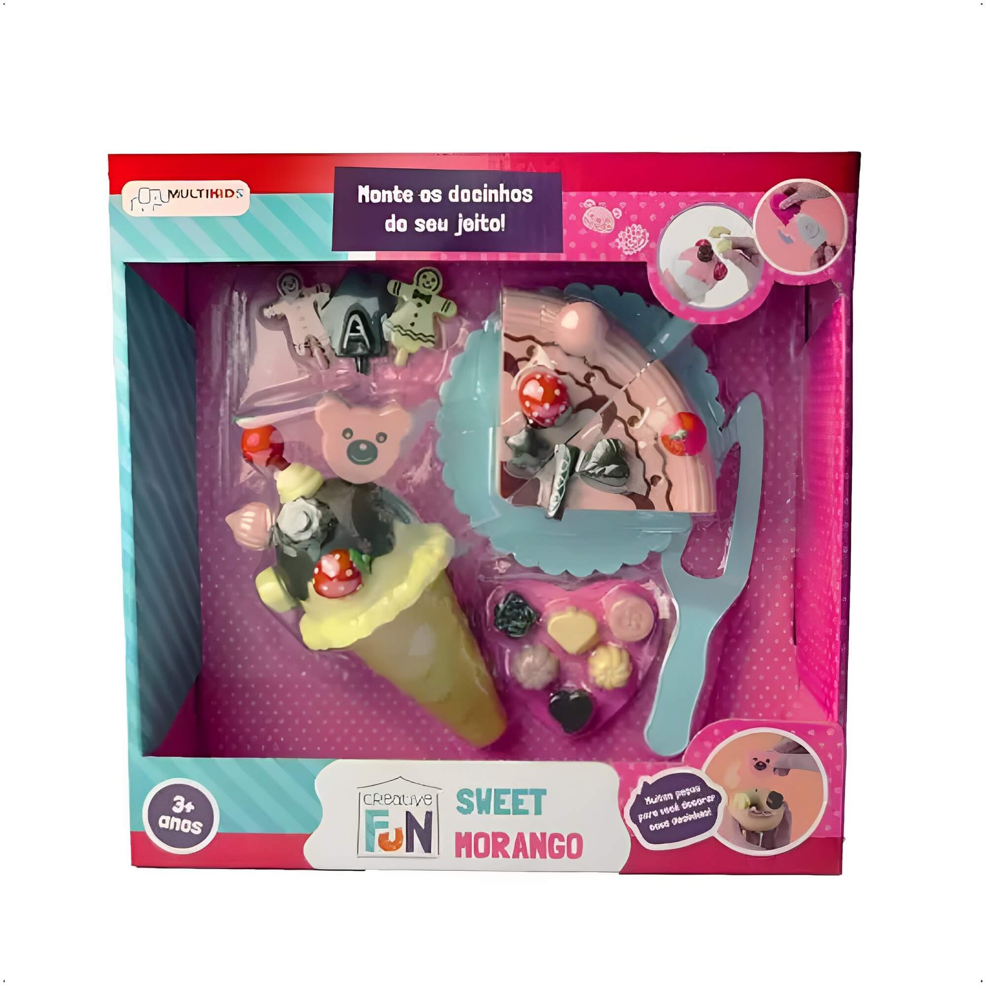 Brinquedo de Alimentos Creative Fun Sweet Morango Com Acessórios e Docinhos Multikids - BR1231