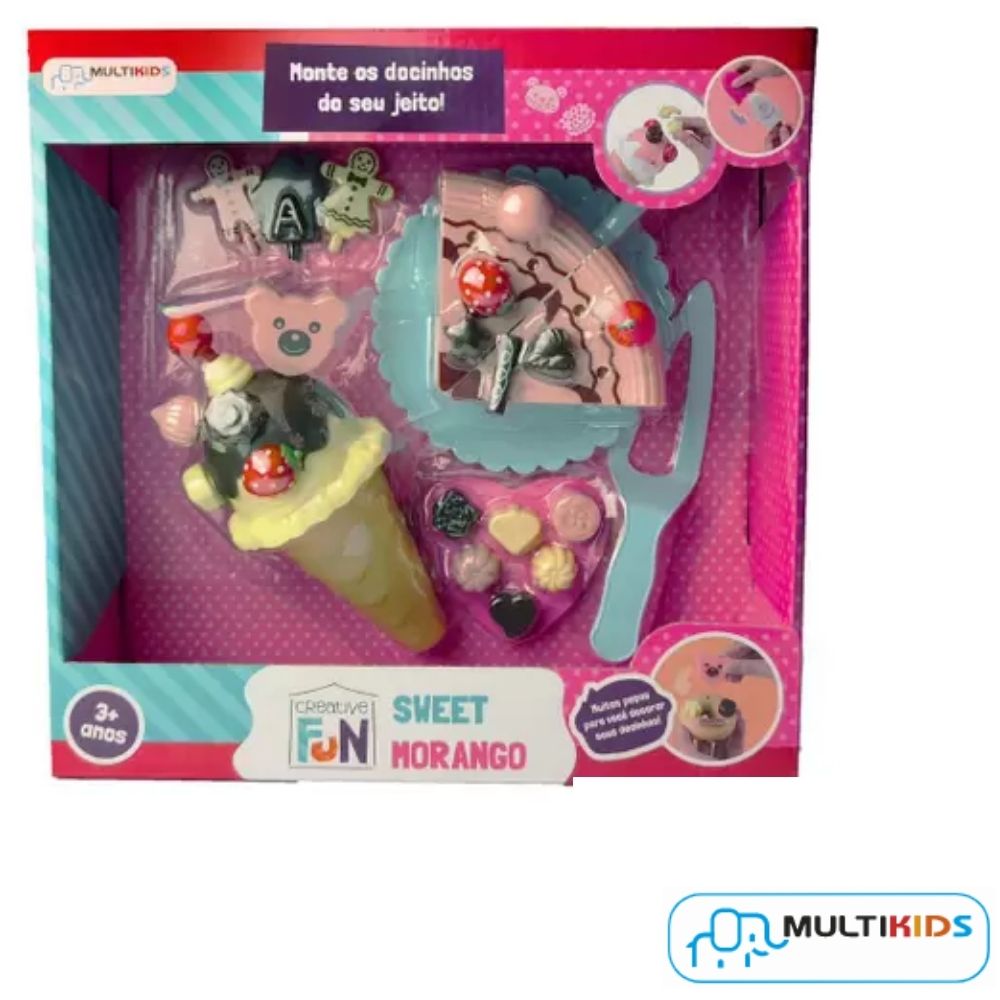 Brinquedo de Alimentos Creative Fun Sweet Morango Com Acessórios e Docinhos Multikids - BR1231