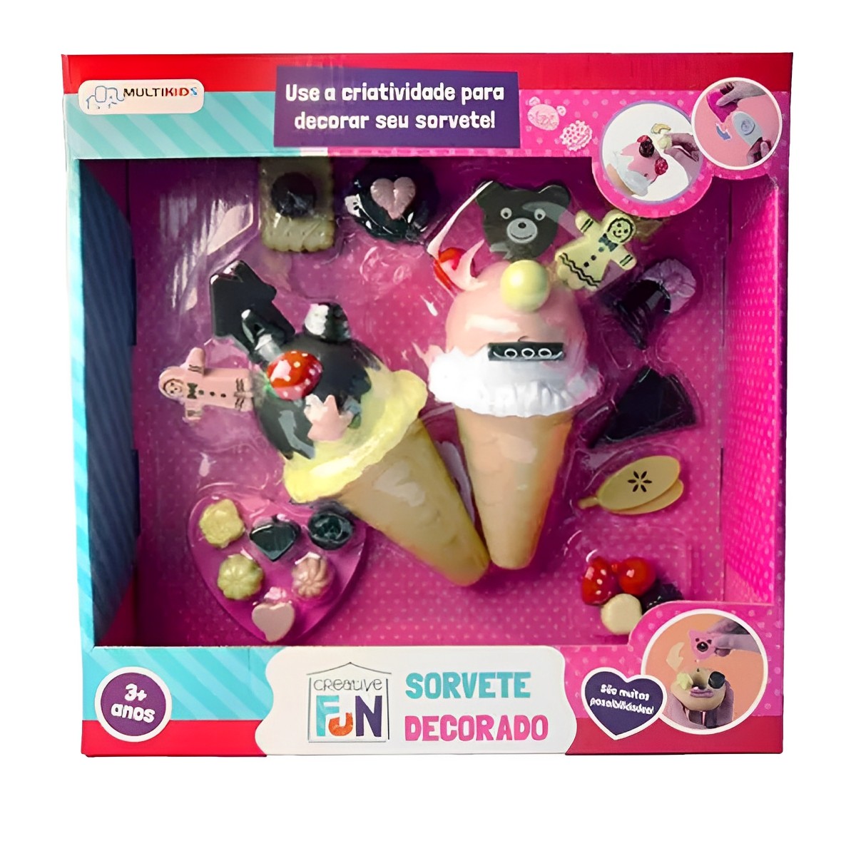Brinquedo de Alimentos Creative Fun Sorvetes Decorados Com Acessórios Multikids - BR1230