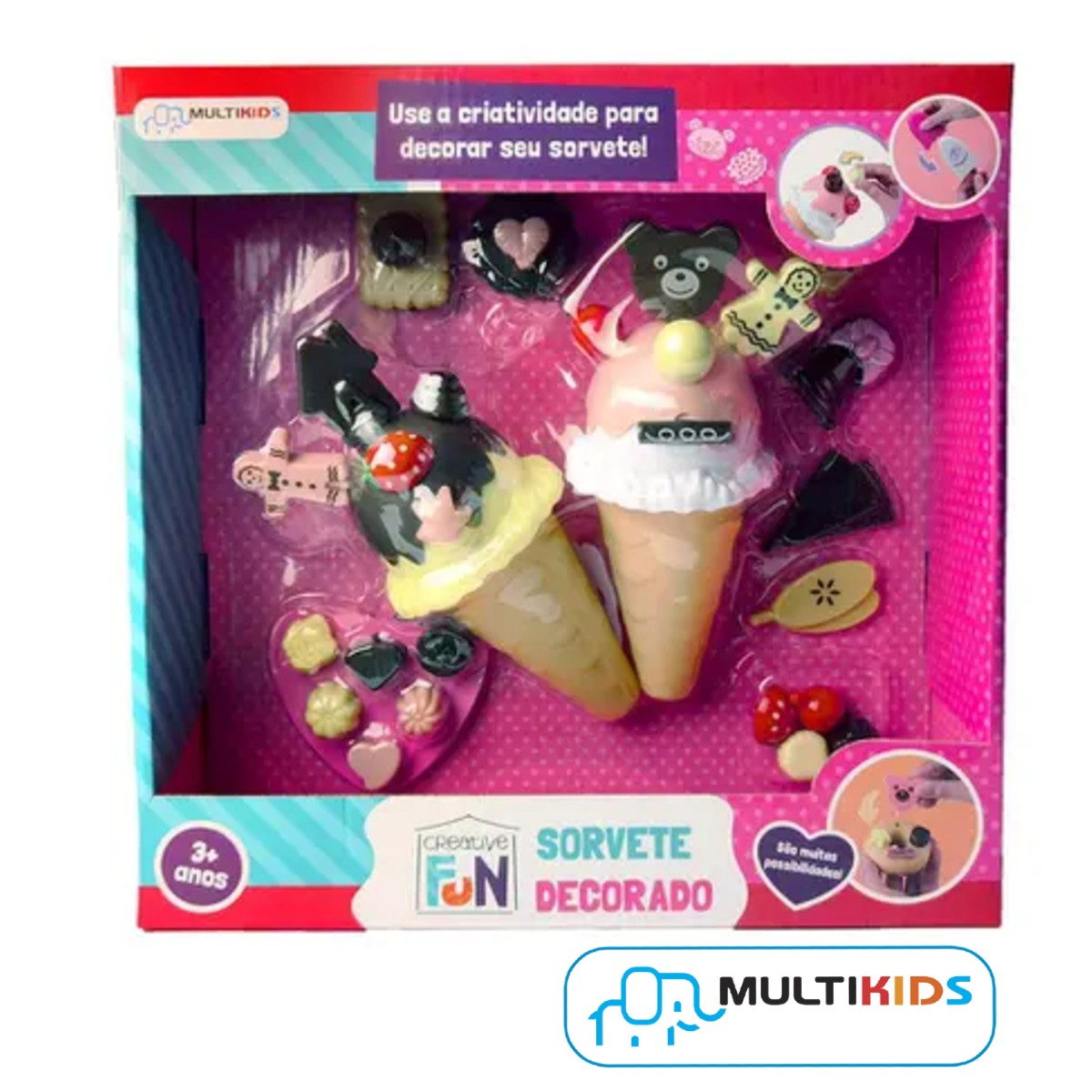 Brinquedo de Alimentos Creative Fun Sorvetes Decorados Com Acessórios Multikids - BR1230