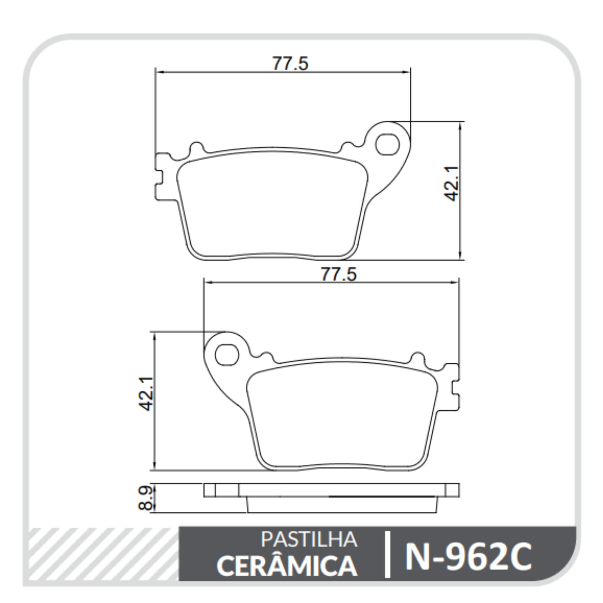 Conjunto Pastilhas de Freio Cerâmica Traseira N-962C Cobreq - N0009620915