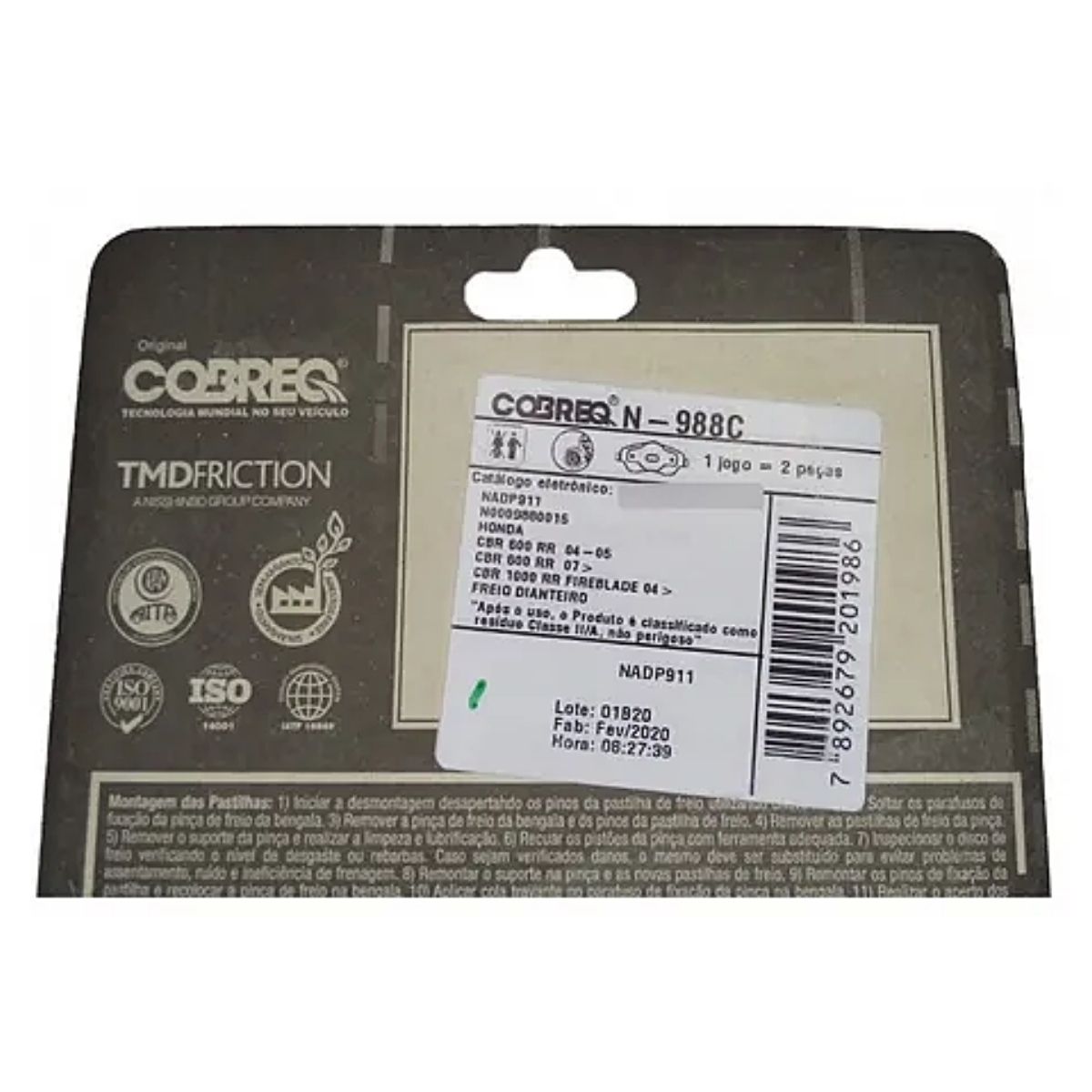 Conjunto 2 Pastilhas de Freio Dianteiro Racing Extreme Cerâmica Cobreq N-988C N0009880015