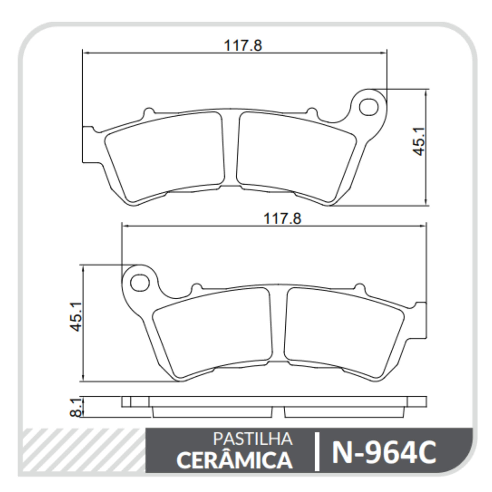 Conjunto Pastilhas de Freio Cerâmica Dianteira N-964C Cobreq - N0009640915