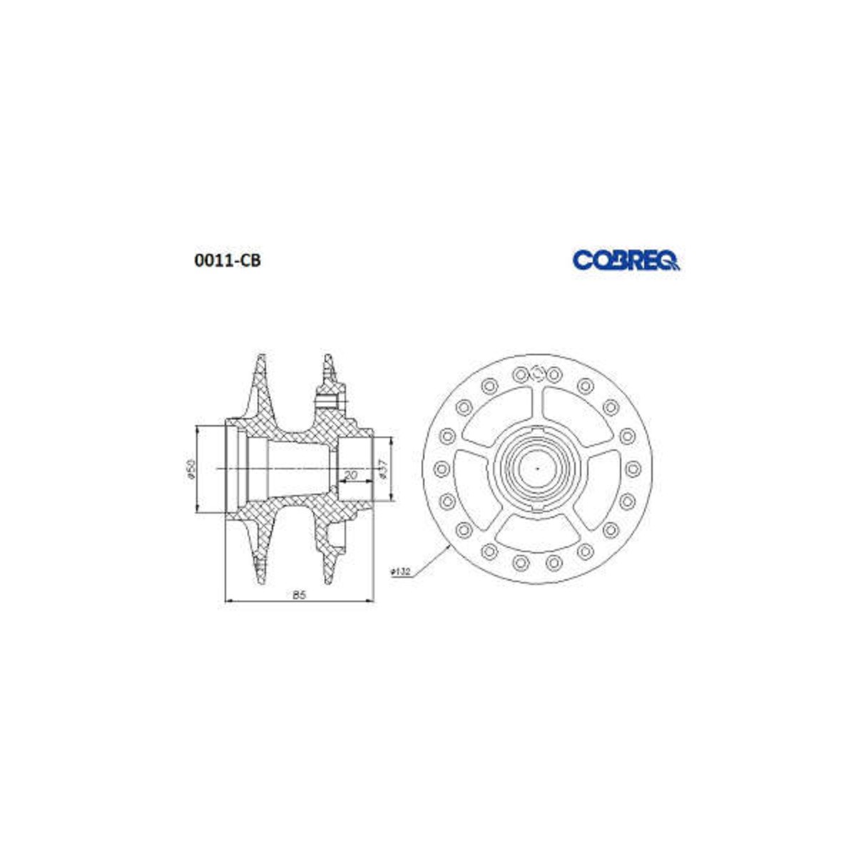 Cubo de Roda Dianteiro para Moto 0011-CB CG Titan 150 2004 em diante Cobreq - U0000110000