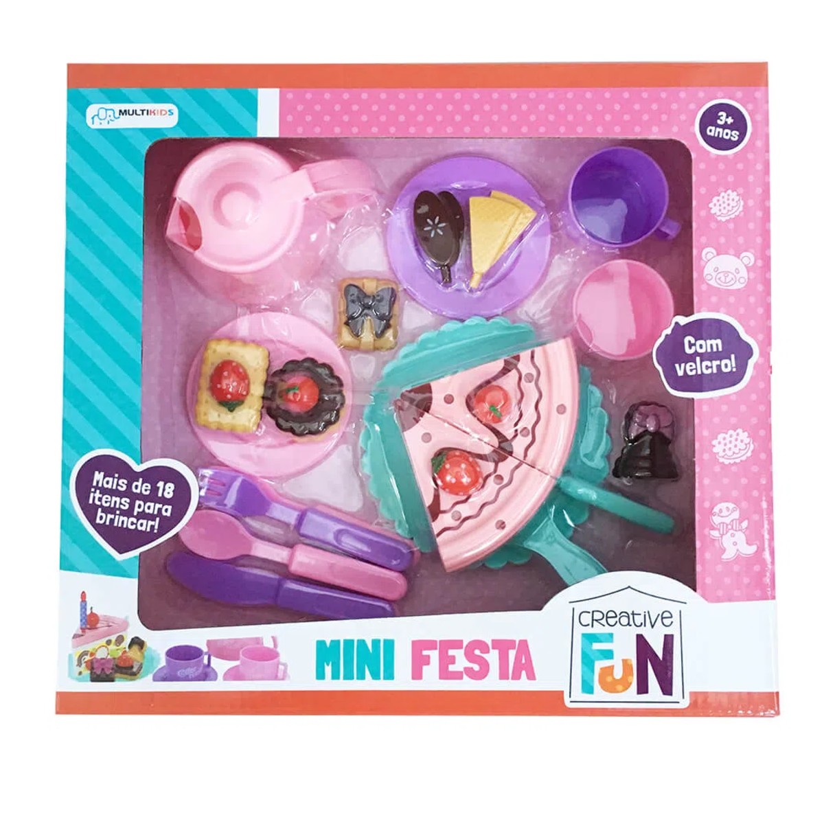 Brinquedo Creative Fun Mini Festa Com Acessórios Bolo Docinhos Bule Xicaras Multikids - BR643