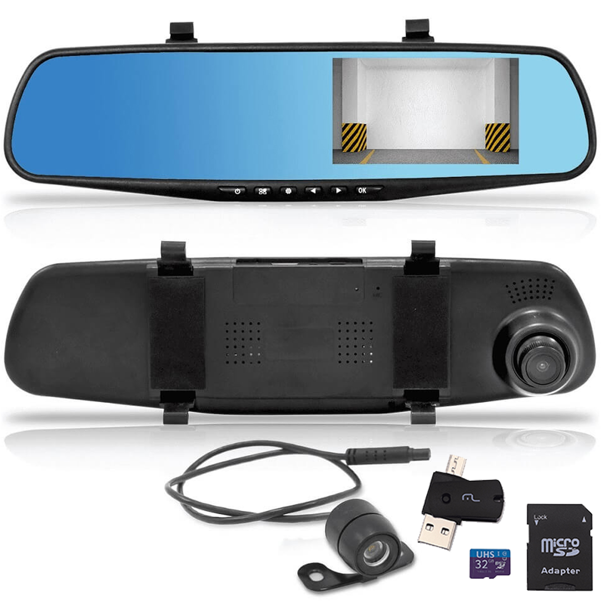 COMP Kit 10 Retrovisor Roadstar TELA 4.3" + 10 cartões de memória