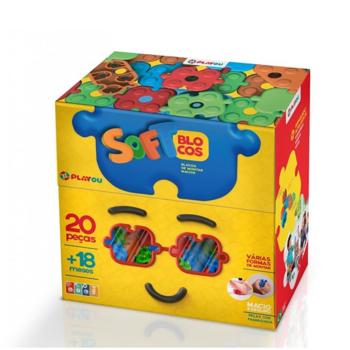 Brinquedo de Montar Macios Kit 20 peças Brinquedo Educativo Playou - PA1001