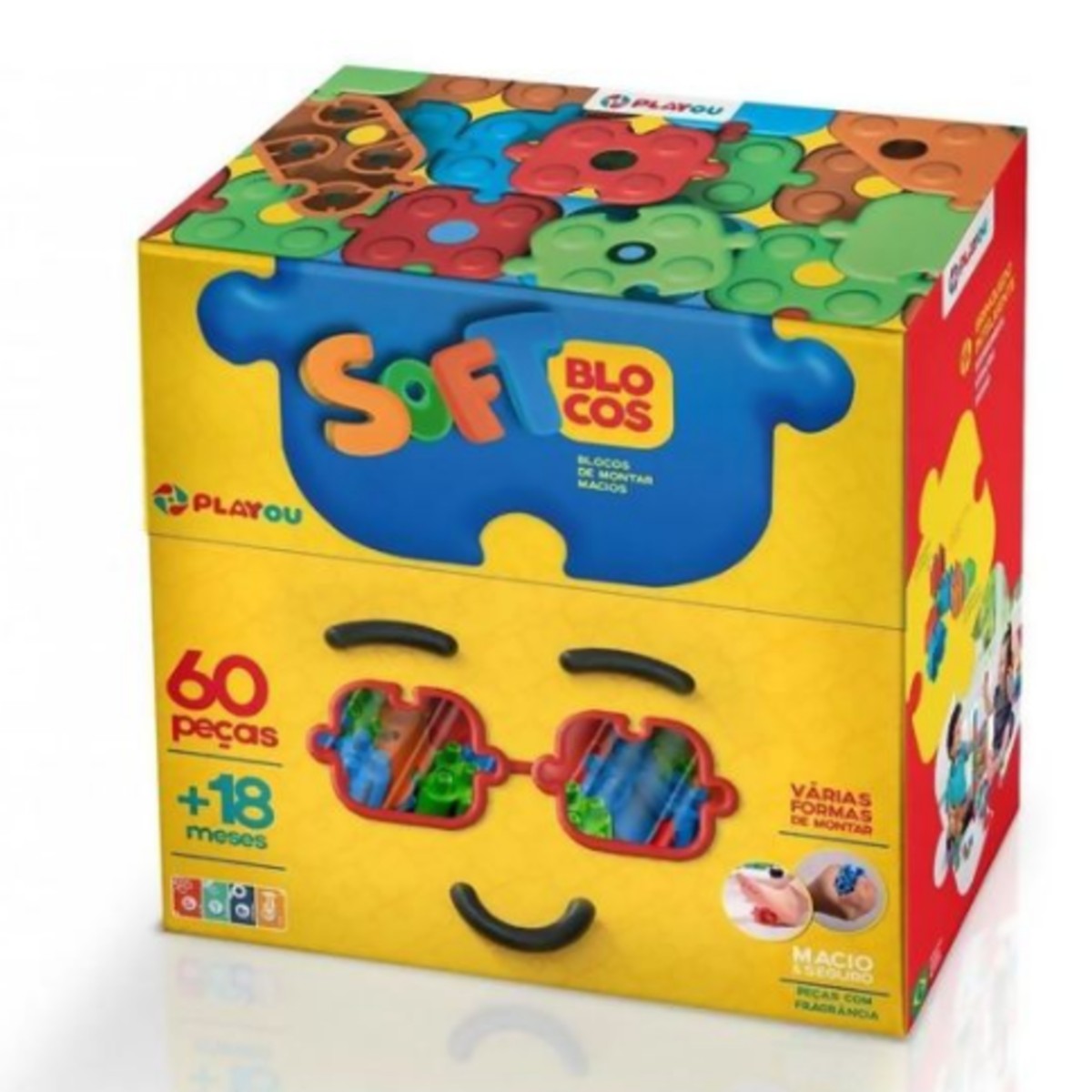Kit Brinquedo de Montar Macios 60 peças Playou - PA1003