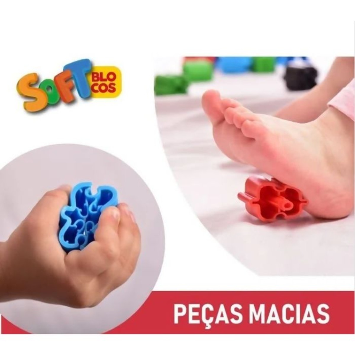 Kit Brinquedo de Montar Macios 60 peças Playou - PA1003