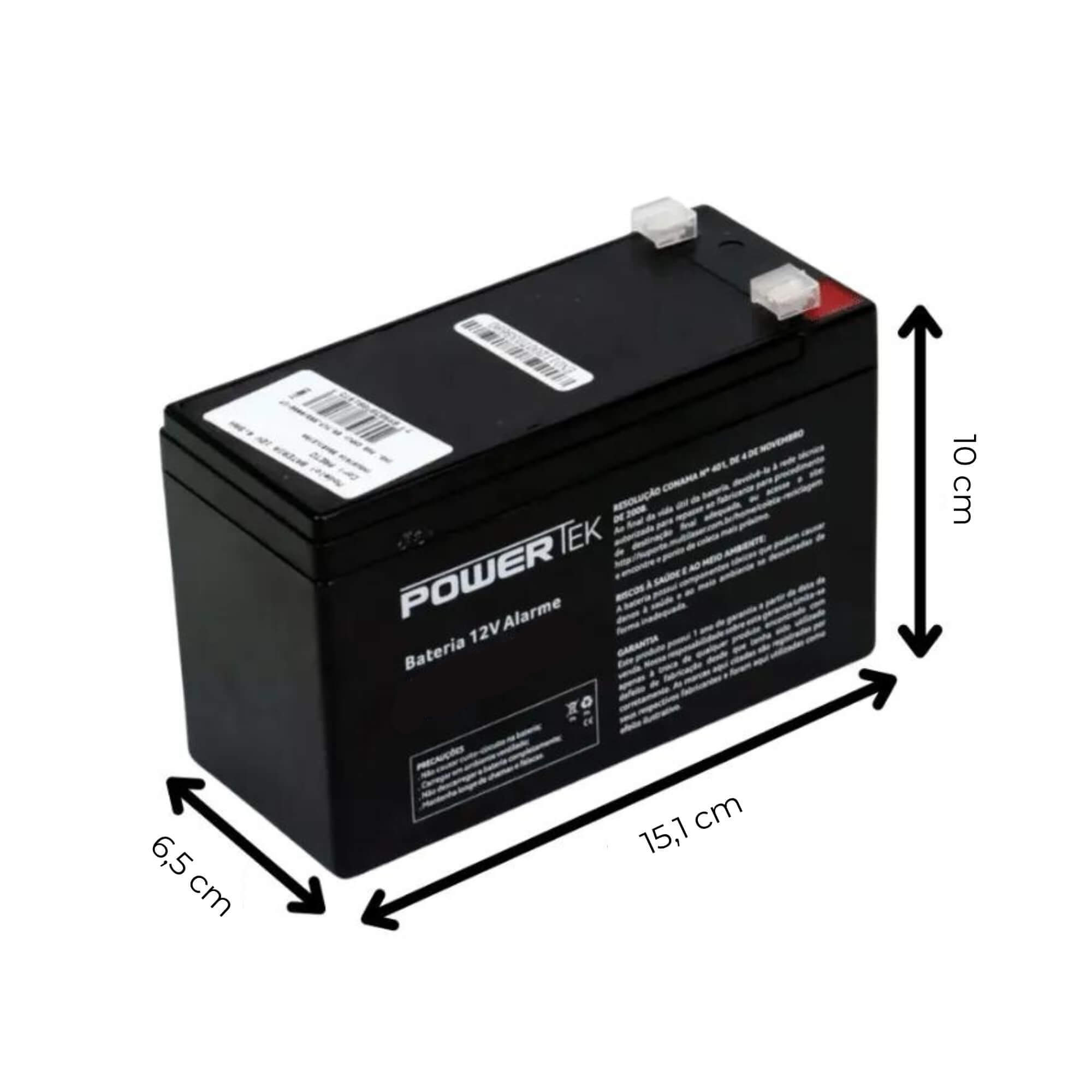 Bateria Selada para Alarme/Cerca Elétrica 12V 3,52Ah Flex Alarme Powertek - EN011