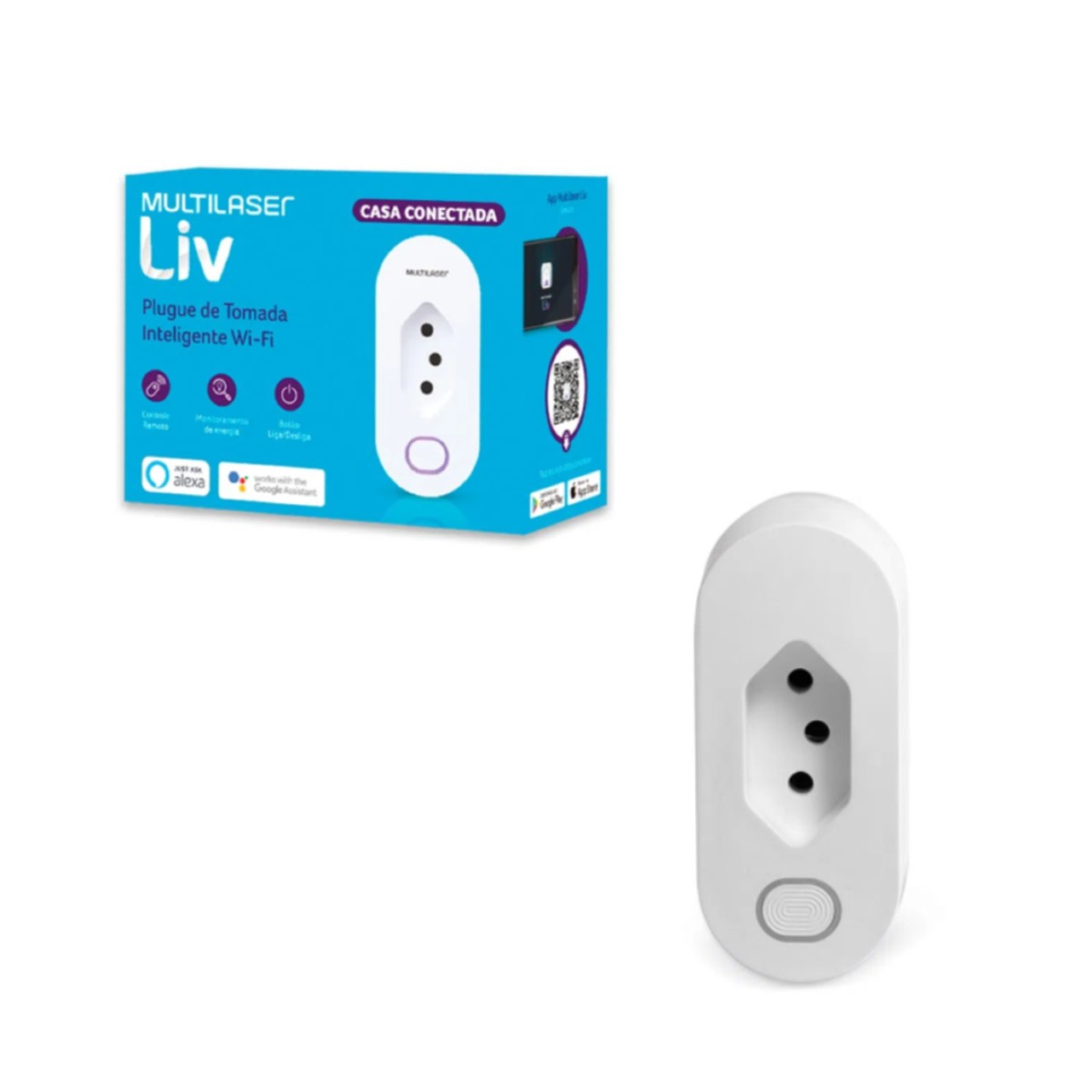 Plugue de Tomada Inteligente Wi-fi Bivolt Multilaser Liv - SE231