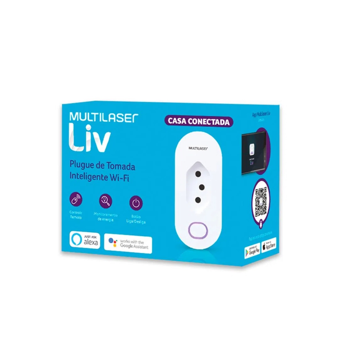 Plugue de Tomada Inteligente Wi-fi Bivolt Multilaser Liv - SE231