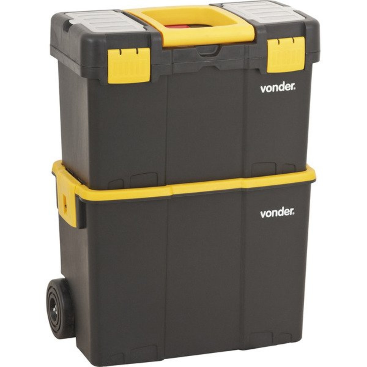 Caixa de Ferramentas Plástica c/ Rodas e 2 Compartimentos CRV 0300 Preta Vonder - 61.05.030.000
