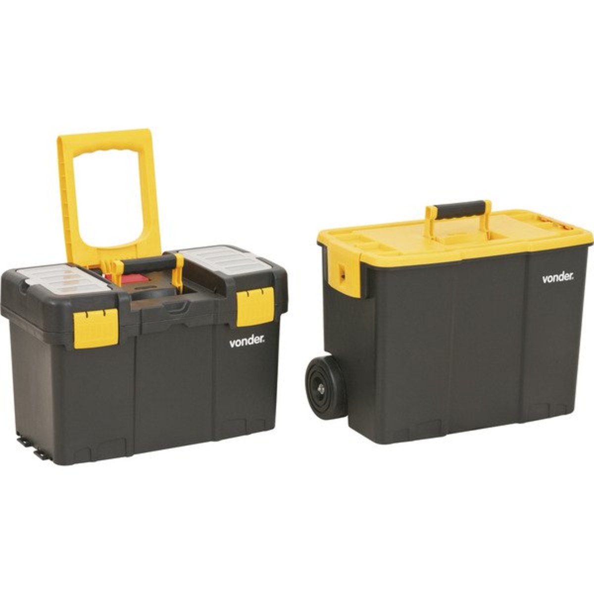 Caixa de Ferramentas Plástica c/ Rodas e 2 Compartimentos CRV 0300 Preta Vonder - 61.05.030.000