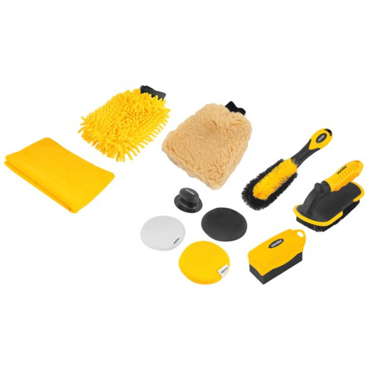 Kit Para Limpeza Automotiva Com 10 Peças Luva Esponja Escova Toalha Vonder - 63.64.010.010