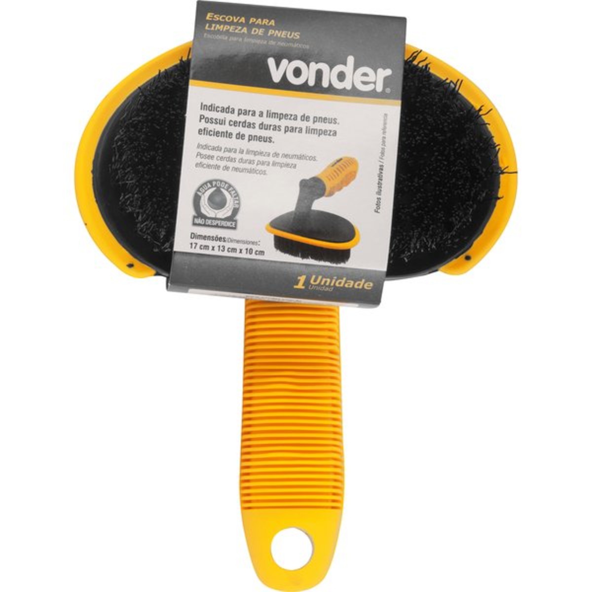 Escova para Limpeza de Pneus Carro e Moto Cerdas Duras Vonder - 63.64.017.013