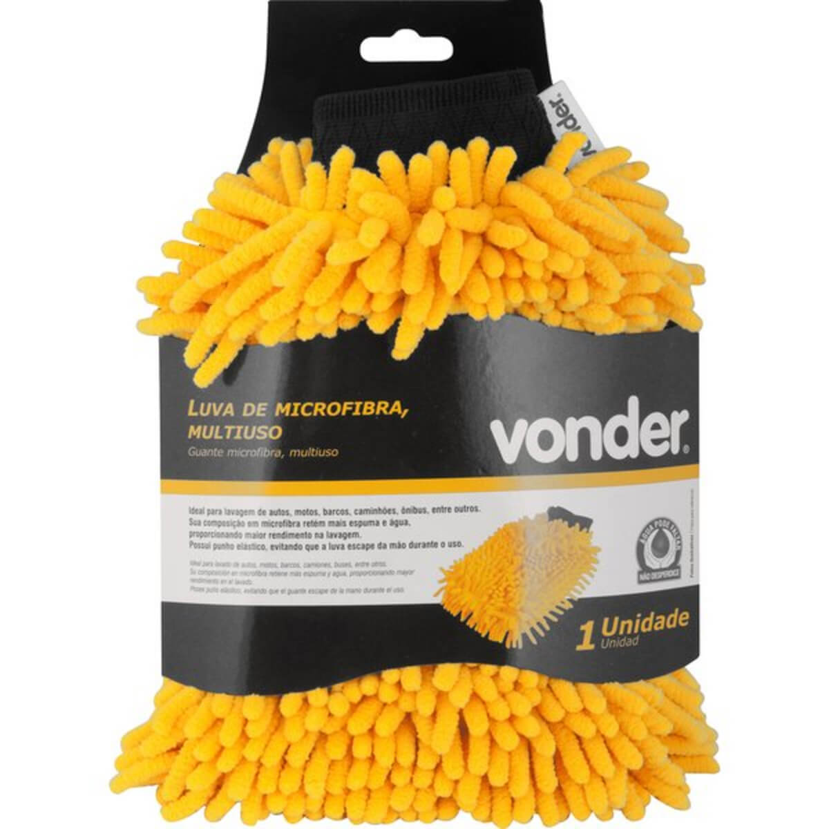 Luva para Limpeza Automotiva de Microfibra Multiuso Amarela Vonder - 6364025180