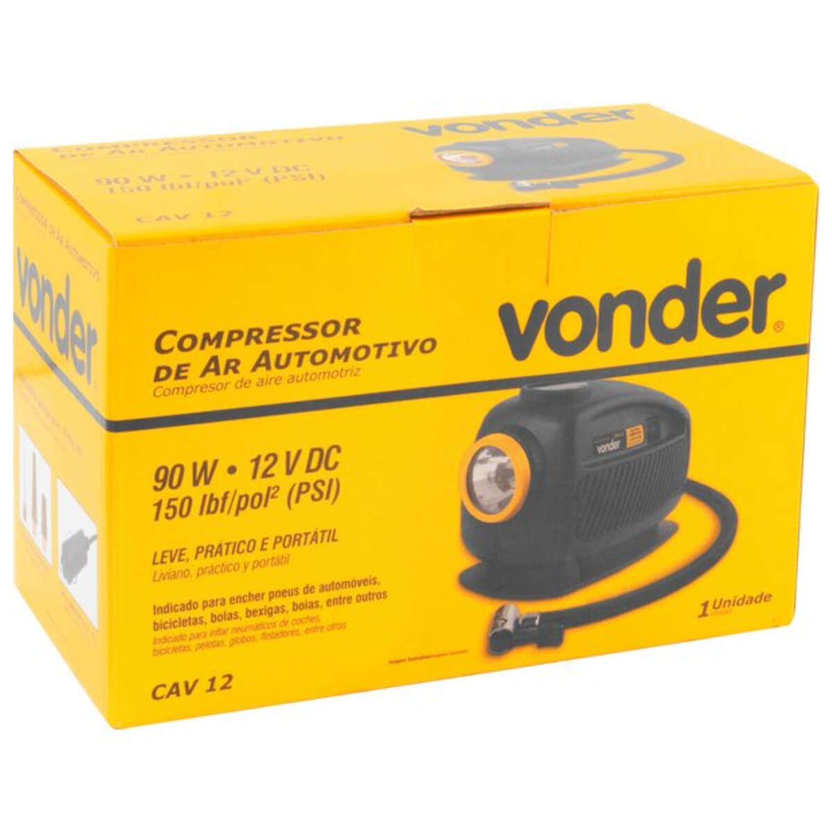 Compressor de Ar Automotivo 12V CAV 12 90W Vonder - 68.28.012.000