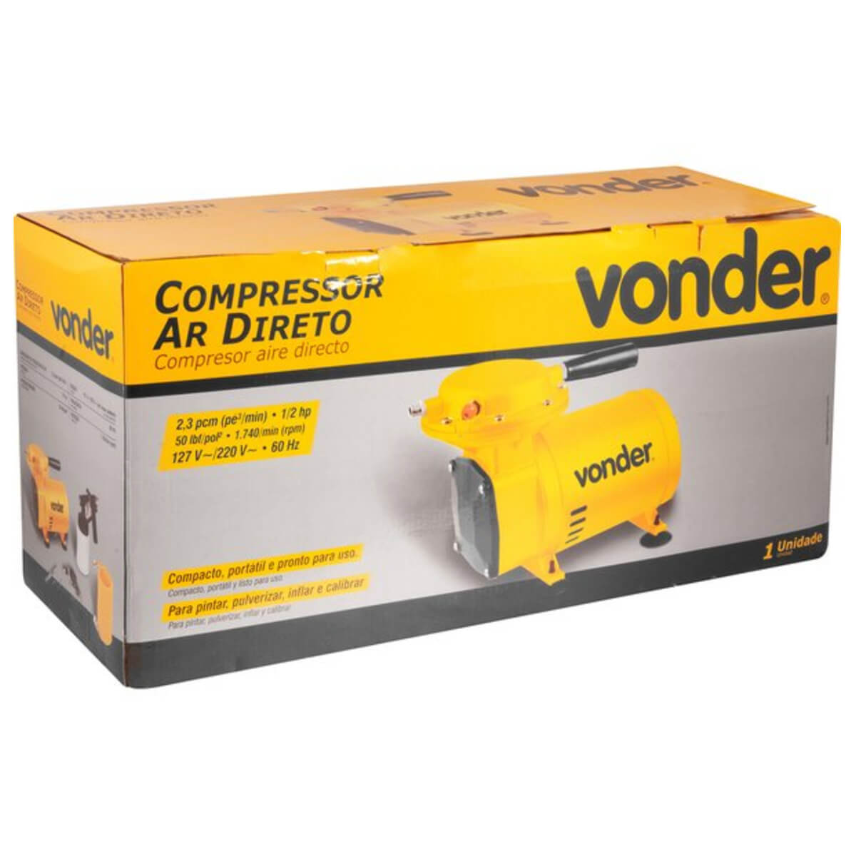 Compressor de Ar Direto 1/2HP 2,3PCM Bivolt Vonder - 68.28.0230.000