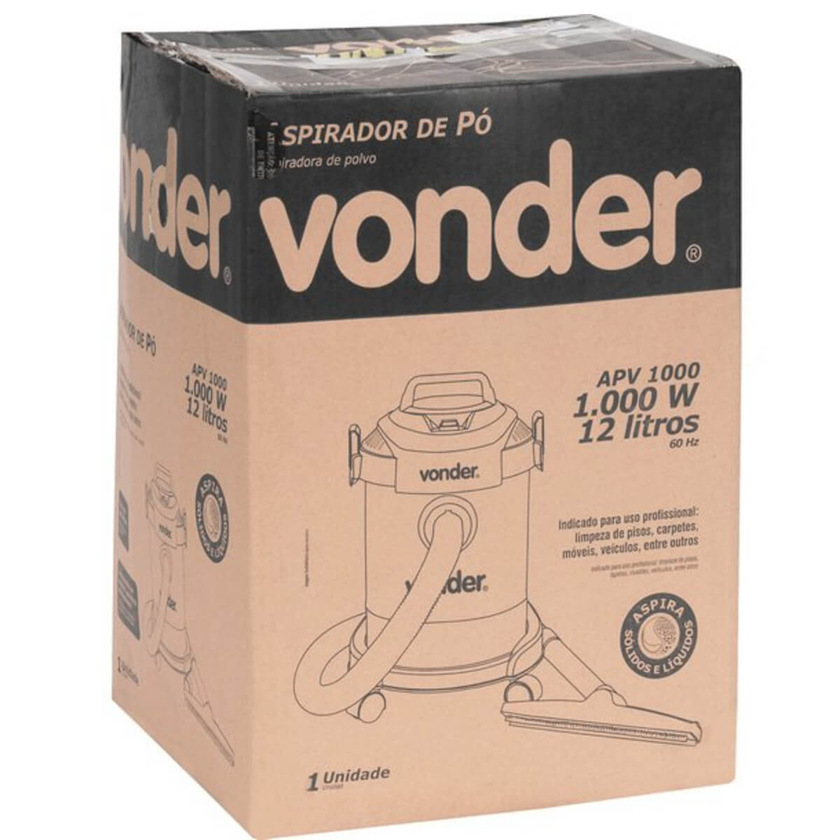 Aspirador de Pó e Liquidos APV 1000 127V 1000W 12L c/ Função Soprar Vonder - 68.64.100.127Ja