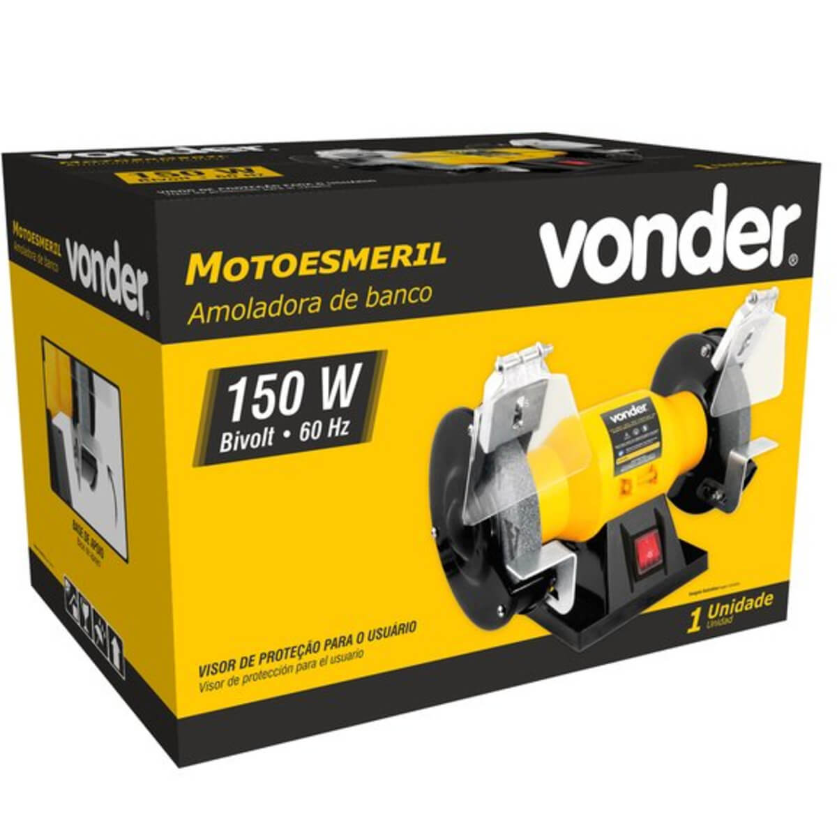Moto Esmeril de Bancada 150W Bivolt Amarela Vonder - 68.92.150.000