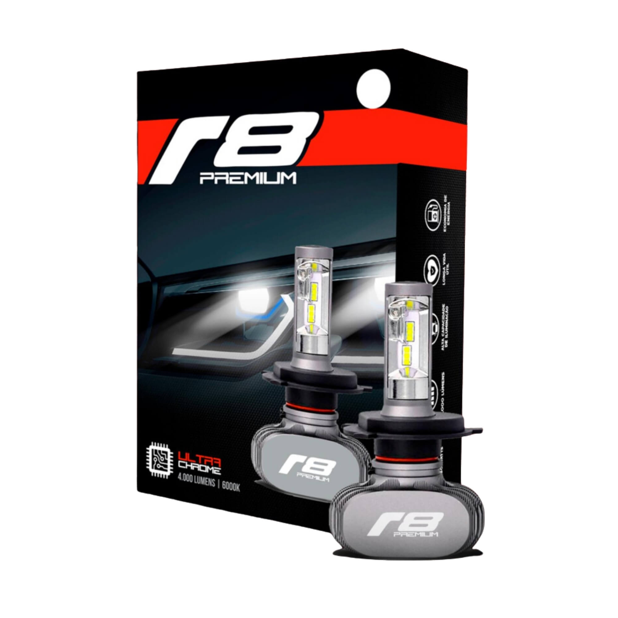 Kit Lâmpada Led Premium HB4 6500K 4000 Lúmens CSP JR8 - 8LED-24W