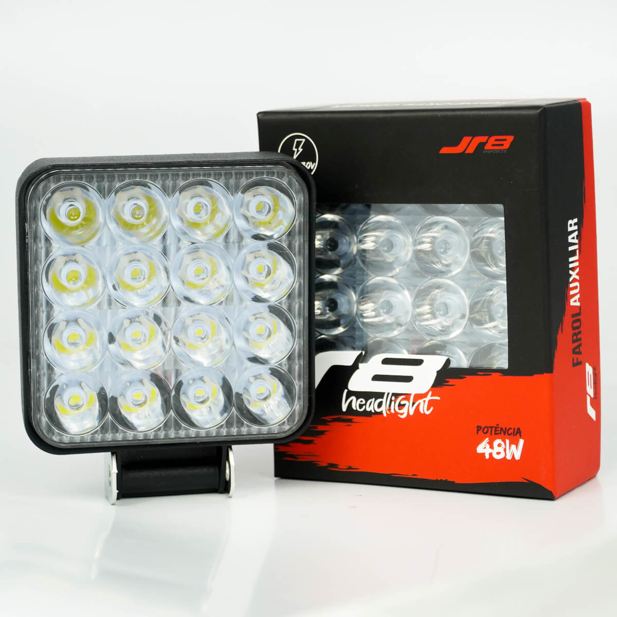 Farol Auxiliar Headlight Quadrado 48W 16 Leds JR8 - FG01-48W