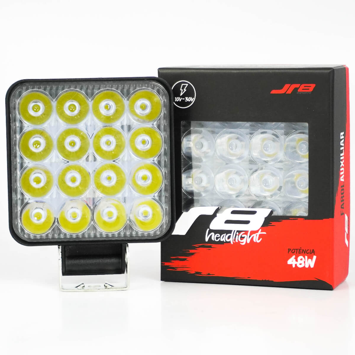Farol Auxiliar Headlight Quadrado 48W 16 Leds JR8 - FG01-48W