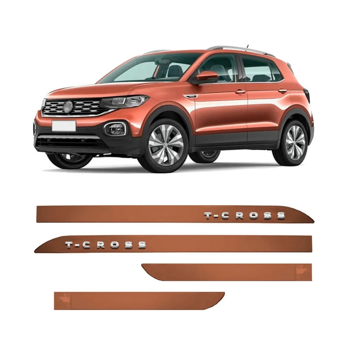Friso Lateral Volkswagen T-Cross 2019 a 2021 Bronze Namibia Cromado Clickcar