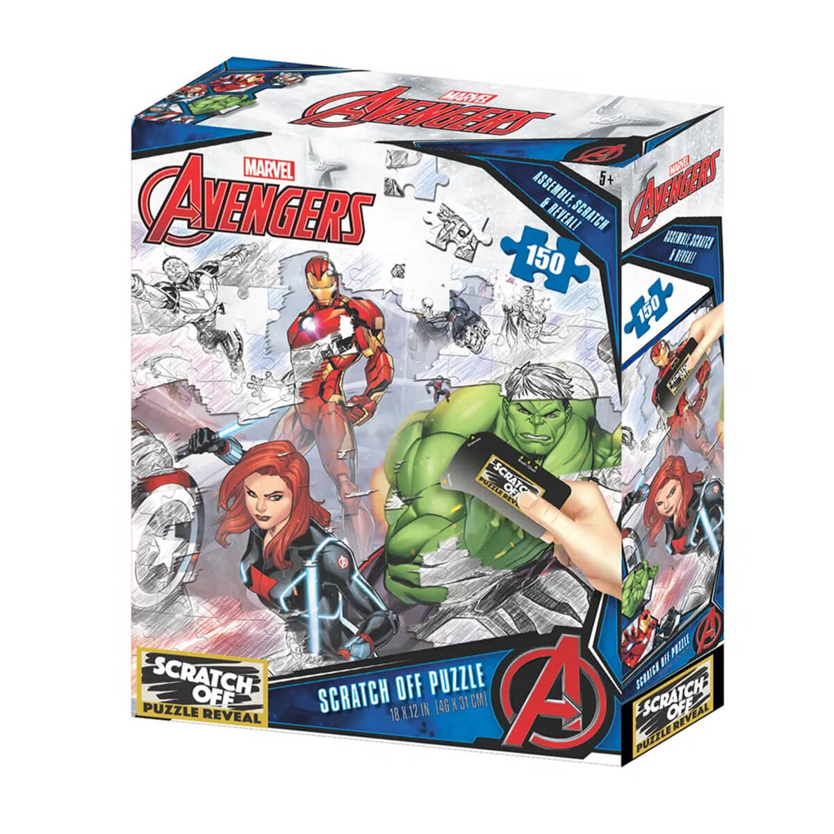 Brinquedo Quebra-Cabeça Scratch-Off Os Vingadores Zipper Box 150 Peças Multilaser - BR1316