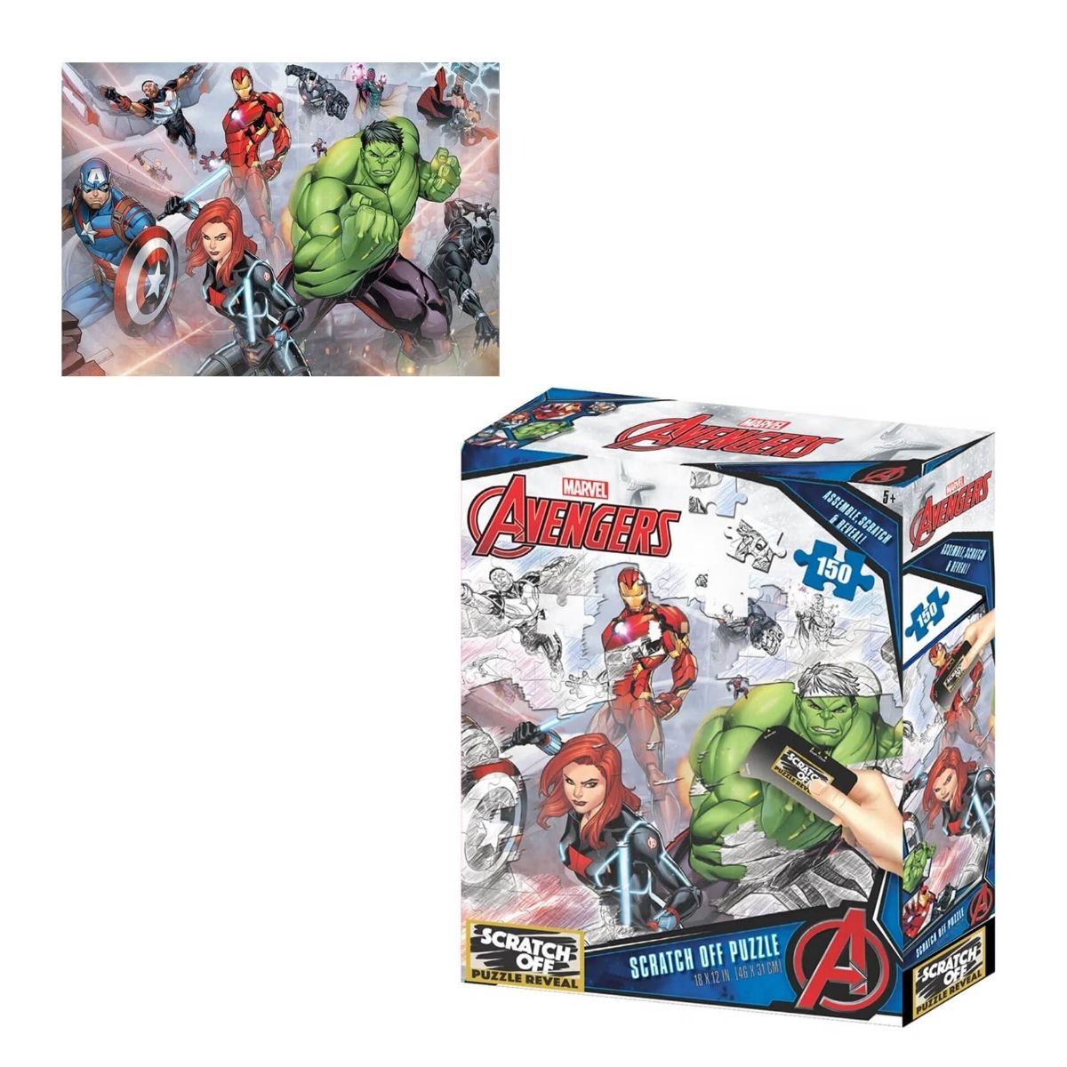 Brinquedo Quebra-Cabeça Scratch-Off Os Vingadores Zipper Box 150 Peças Multilaser - BR1316