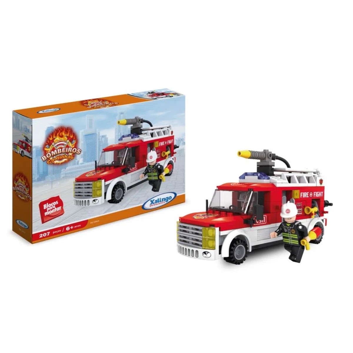 Brinquedo de Montar Bombeiros Caminhâo 207 Peças Xalingo - 0259.8