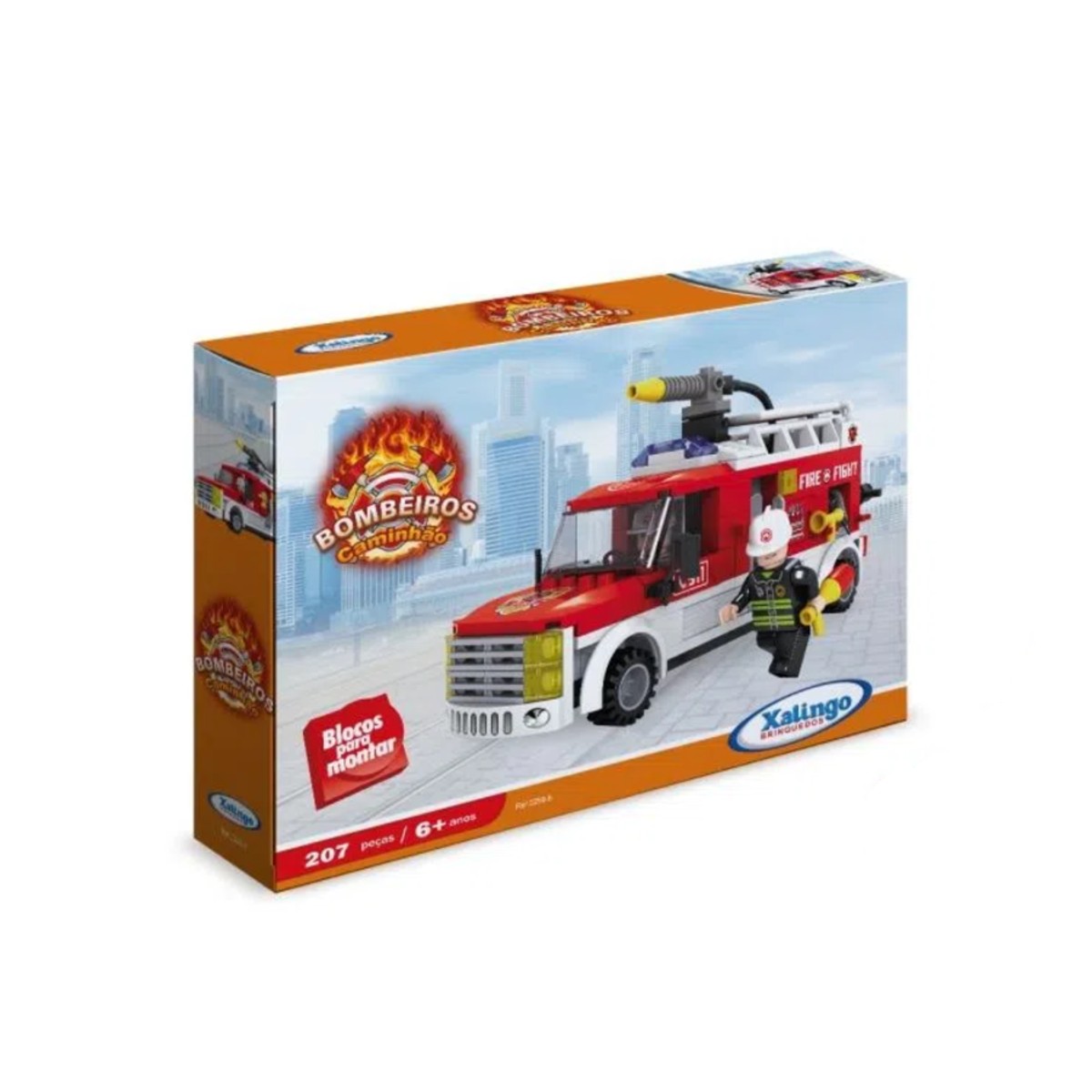 Brinquedo de Montar Bombeiros Caminhâo 207 Peças Xalingo - 0259.8
